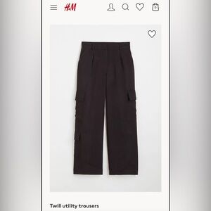 H & M Women’s Black Twill Cargo Utility Pants Size 8